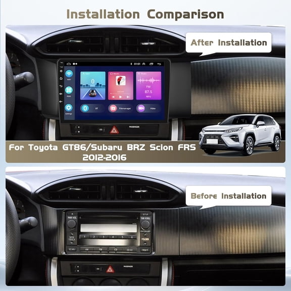 9-inch Android 15 Radio Stereo 4+64G for Toyota GT86 and for Subaru BRZ Scion FRS 2012-2016(Base Mid High Trim Levels) with Carplay and Android Auto GPS Navigation FM/RDS SWC WiFi Bluetooth