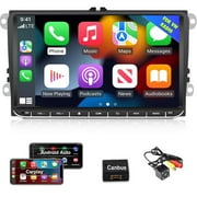 9" inch Android Car Radio with Wired&Wireless CarPlay Android Auto Fits for VW Passat Jetta Seat Golf Skoda Polo Touran,1G+16G Touch Screen Car Stereo Bluetooth GPS WiFi FM +Backup Camera