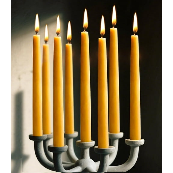 9-inch Beeswax Taper Candles, Natural Beeswax Long Candle Sticks, 10 Hours Burn Time, Smokeless & Dripless Taper Candle for Table Decor, Unscented Bee Wax Tapered Candles (8 Packs)