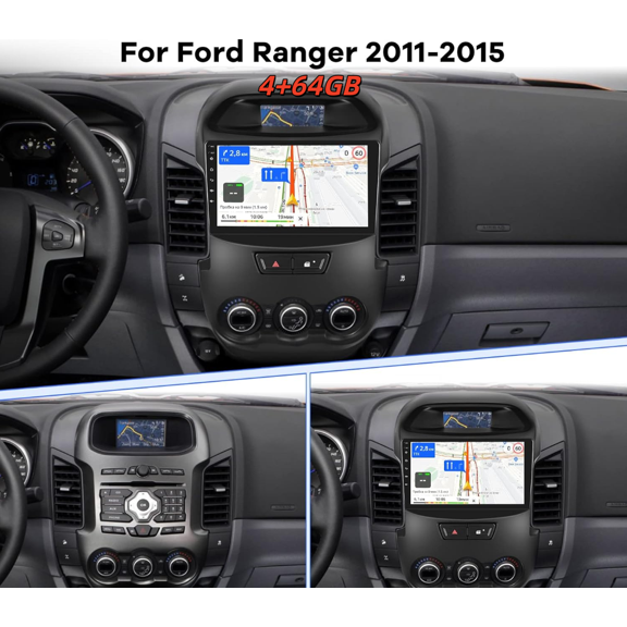 9-inch Car Radio Stereo Android 15 4+64G GPS Navigation for Ford Ranger 2011-2015 SWC FM/RDS Radio Player Support Wireless Carplay Android Auto WiFi Bluetooth Split Screen Mirror Link