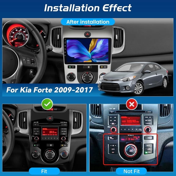9-inch Car Stereo Radio 4+64G Android 15 Car Player for Kia Forte 2009-2017 GPS Navigation Head Unit Fit for Carplay and Android Auto WiFi Bluetooth FM/RDS Radio SWC Mirror Link