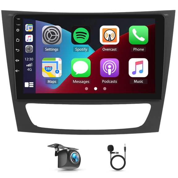 9-inch Car Stereo Radio 4+64G GPS Navi Head Unit Fit for Carplay Android Auto SWC Android 15 DAB+ Car Player WiFi Bluetooth FM/RDS Compatible forB-enz E Class, CLS Class W211 W219 2005-2008