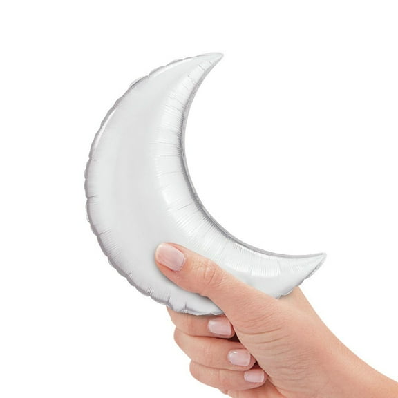9 inch Crescent Moon - Silver (Air-Fill Only) Foil Mylar Balloon - Party Supplies Decorations
