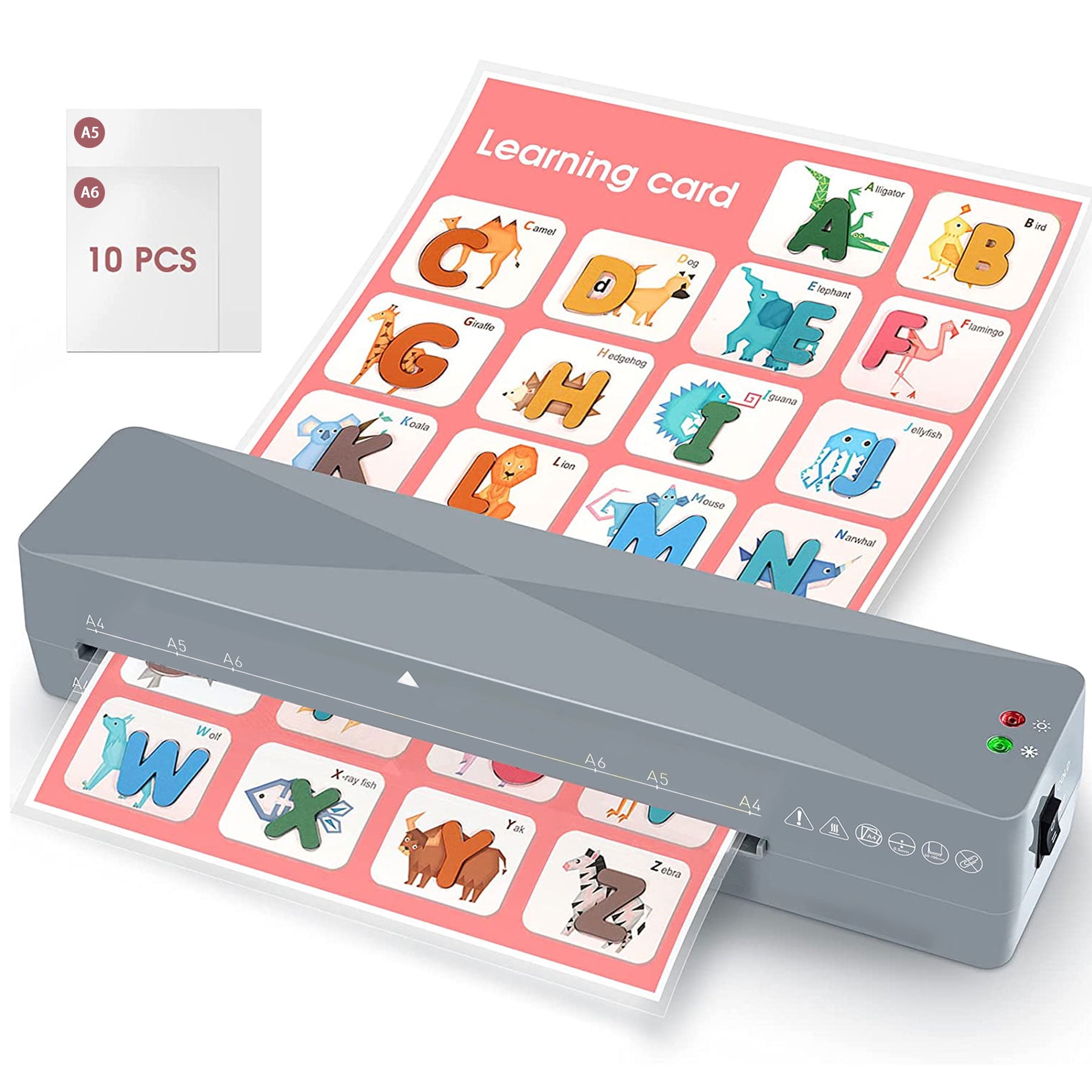 Crenova 9" Laminator Machine with 10 Laminating Sheets, Thermal Laminator for Home, School, Photos, Documents, Gray