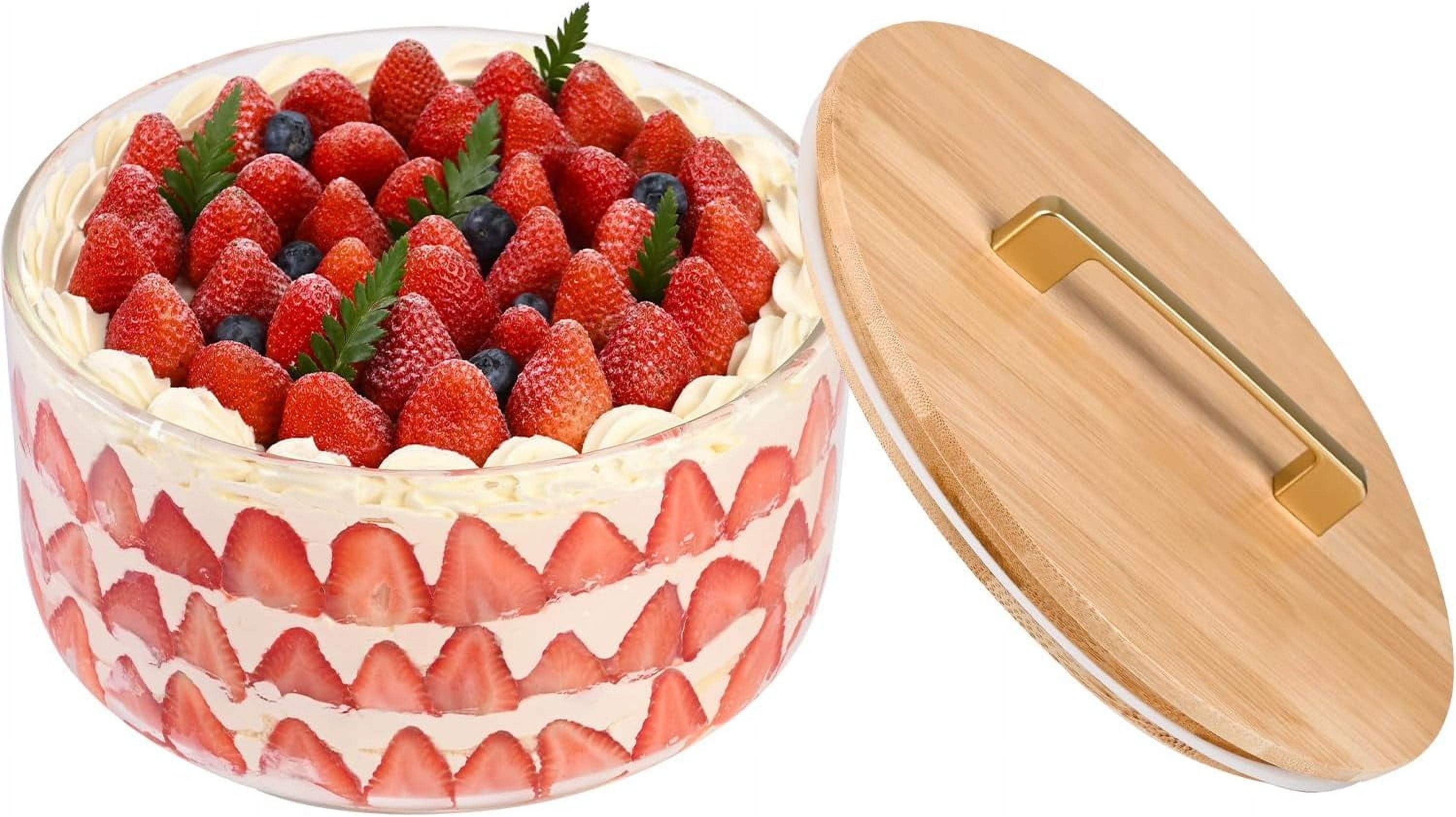 Large Salad Bowl 155 Oz Trifle Bowl Glass With Sealed Lid Large Glass Food Storage Versatile Serving Bowl For Laying Ice Cream Cake Cupcake Salad Fruit Baking Dert And Party Diy Microwave P 275011624 - View #4