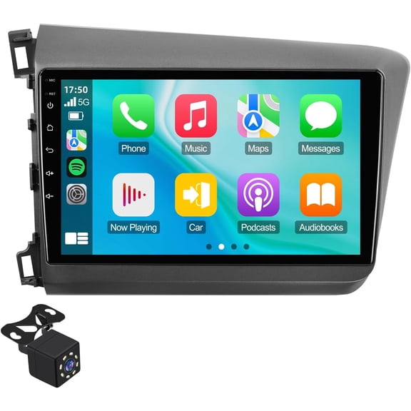 9-inch Linux Car Stereo for Honda Civic 2012-2015 IPS Touchscreen Screen Car Radio with Carplay & Android Auto Support Aftermaket Camera FM Bluetooth SWC