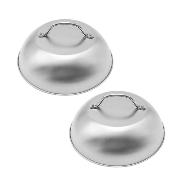 9-inch Melting Dome with Handle, Stainless Steel Grilling Lid, BBQ Griddle Steam Cover (Set of 2)