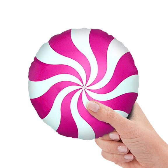 9 inch Peppermint Candy - Magenta (Air-Fill Only) Foil Mylar Balloon - Party Supplies Decorations