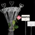 thumbnail image 1 of 9 inch Plastic Straight Head Floral Picks Flower Pick Card Holders Transparent Fork Shape Head Card Holders for Floral Arrangement (400Pcs, Heart Shape), 1 of 9