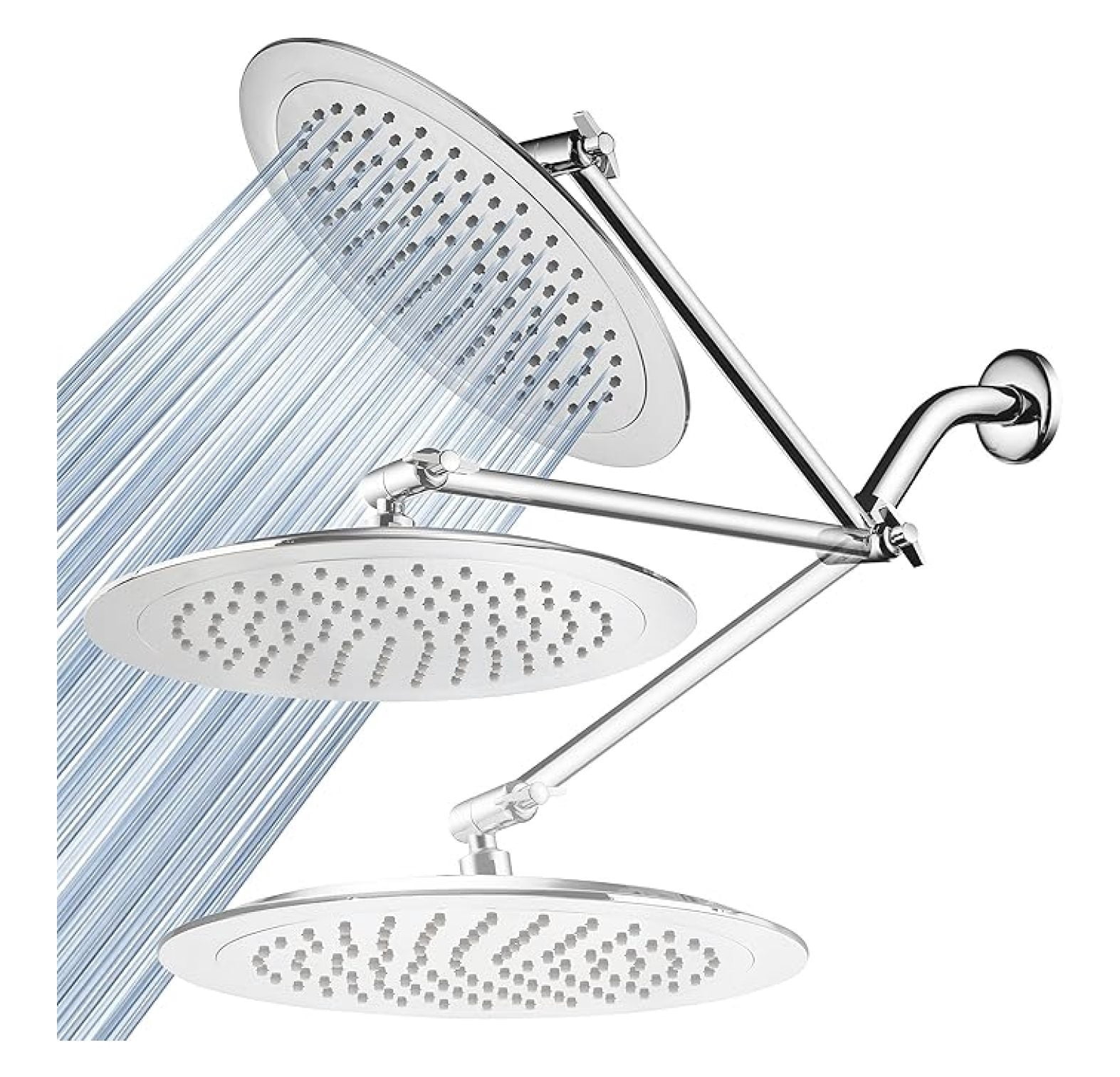 9-inch Rain Shower Head with 11-inch Brass Extension Arm - Adjustable Rainfall Shower System, High Pressure, Spa Experience