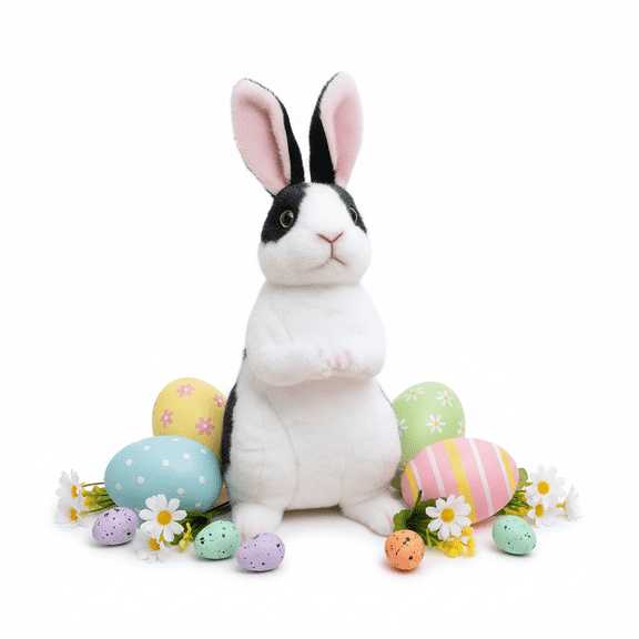 9 inch Realistic Easter Sitting Bunny Rabbit Plush Toy Soft Cuddly Stuffed Animal Soft Plush Material Lifelike Upright Ears Holiday Gift