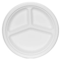 9 inch Round 3-Compartment Plates | Tree-Less™ Compostable Molded Fiber