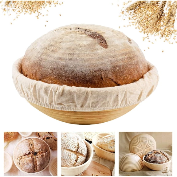 9 inch Round Bread Banneton Proofing Basket & Liner Brotform Dough Rising Rattan Handmade rattan bowl - Perfect For Artisan