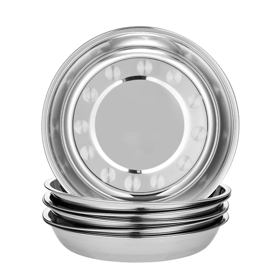 9-inch Round Stainless Steel Dinner Plates, 6-piece set
