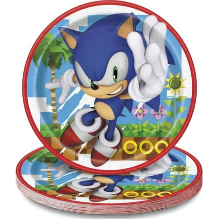 9 inch Sonic The Hedgehog Round Dinner Plates (8 Pk) (8 Pack) - Party Supplies Decorations