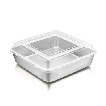 9 inch Square Cake Pan with Lid, Vesteel Stainless Steel Rectangle Brownies Baking Pan, Non-Toxic & Warp Resistant, Rust Free & Dishwasher Safe