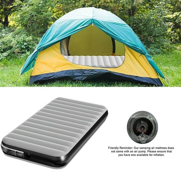 9-inch Thick Dual Inflatable Mattress-Quick Inflation/Deflation Air Bed-300 Pound Load-bearing Capacity,Portable&Comfortable Air Bed Suitable For Home, Camping -Gray&Black(Pump Not Included)