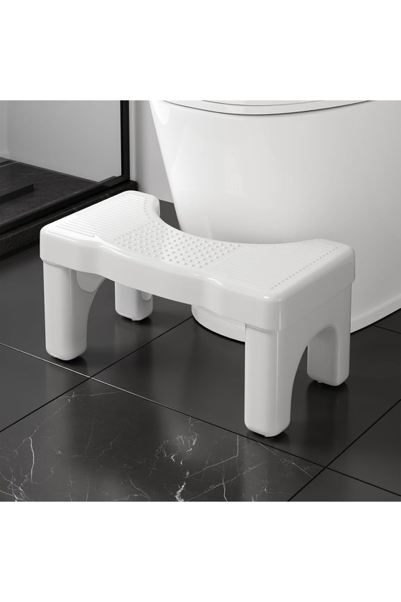 9 inch Toilet Step Stool Squat Adult, Upgraded Toilet Feet Stool, Bathroom Poop Stools for Adults, Pooping Stool Strong Loading Bear Capacity, White, 1 Pack