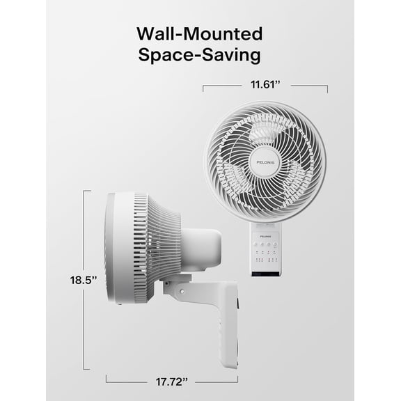9 inch Wall Mount Fan with Remote Control, Oscillating Fan with 26ft Powerful Airflow, 3 Speed & 3 Modes, Auto 90 Horizontal & 68 Vertical Tilt, Indoor, 36dB, Ideal for Home, Garage, Gym