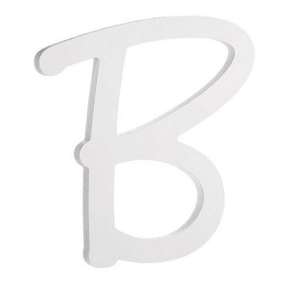 9 inch White Wood Letter B: Brush Font
