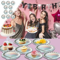 9 inches Paper Plates Seashell Plates Party Supplies Disposable Iridescent for Teen Birthday Party Decorations 10Pcs