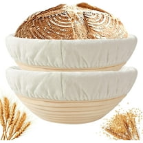 9 inches Round Basket for Bread Proofing, Dough Proofing Bowls with Removable Liner, Good for Home Sourdough Bakers Baking, 2 Pack