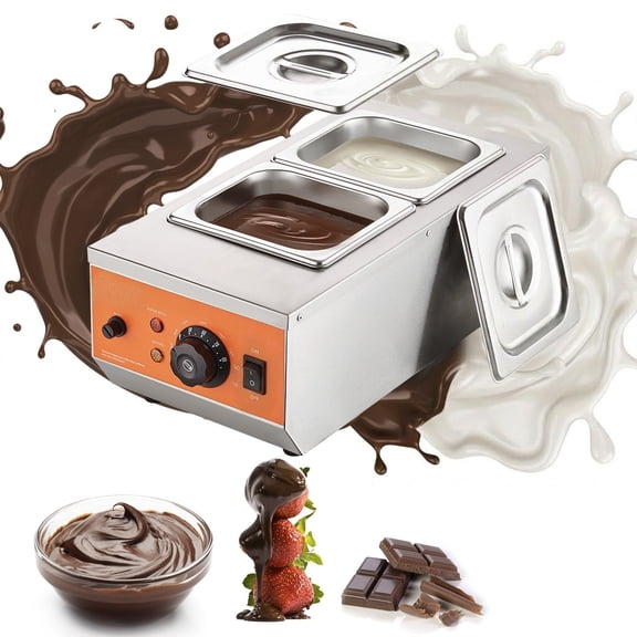 9 lb 2-Tank Chocolate Tempering Machine, 800W Stainless Steel Electric Melting Pot