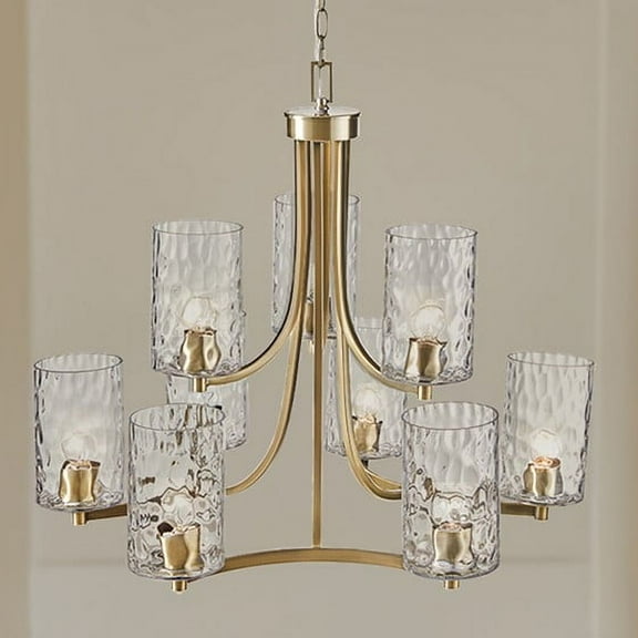 9-light Round Tiered Chandelier with Textured Glass Shades