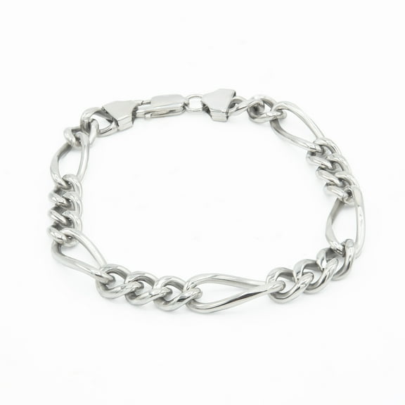 9 mm Figaro Men's Link Chain Bracelet Stainless Steel Jewelry for Men