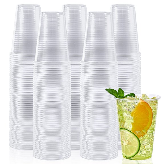 9 oz Clear Plastic Cups, 500 Pack, For Parties and Daily Events