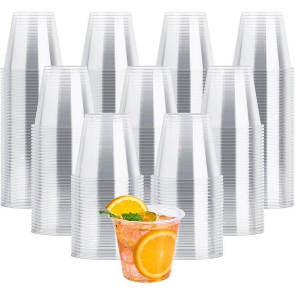 9 oz Clear Plastic Cups, 600 Pack Clear Disposable Cups Tumblers Perfect for Wedding, Thanksgiving, Birthday, Halloween, Christmas Party