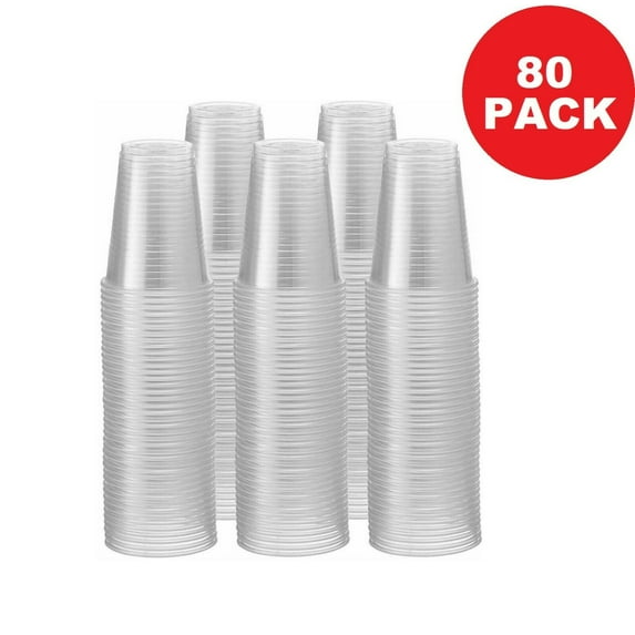 9 oz Disposable Translucent Plastic Cold Cups Flexible and Crack Resistant 80 Pack
