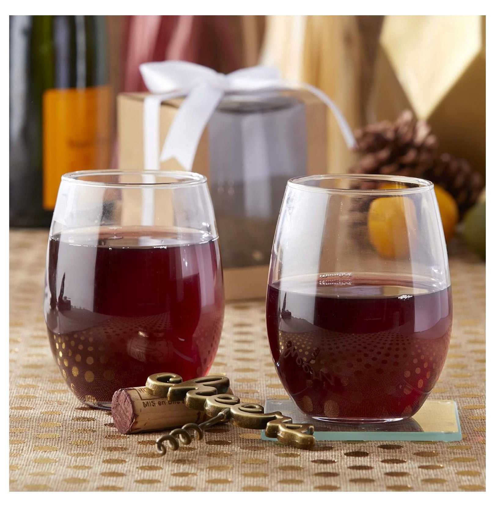 9 oz. Stemless Wine Glass (Set of 12)| Kitchen Drinking Glass or DIY Party Favor, Wine Glass Set ...