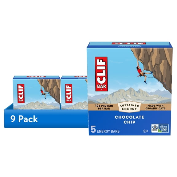(9 pack) CLIF BAR Energy Protein Bars, Chocolate Chip, 5ct