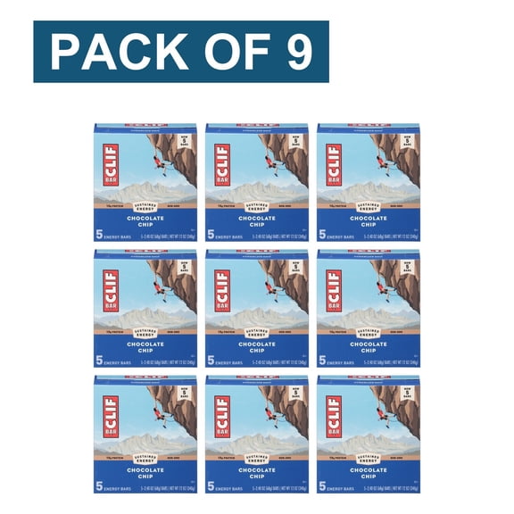 (9 pack) CLIF BAR Energy Protein Bars, Chocolate Chip, 5ct