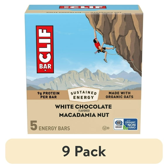 (9 pack) CLIF BAR Energy Protein Bars, White Chocolate Macadamia Nut, 5ct
