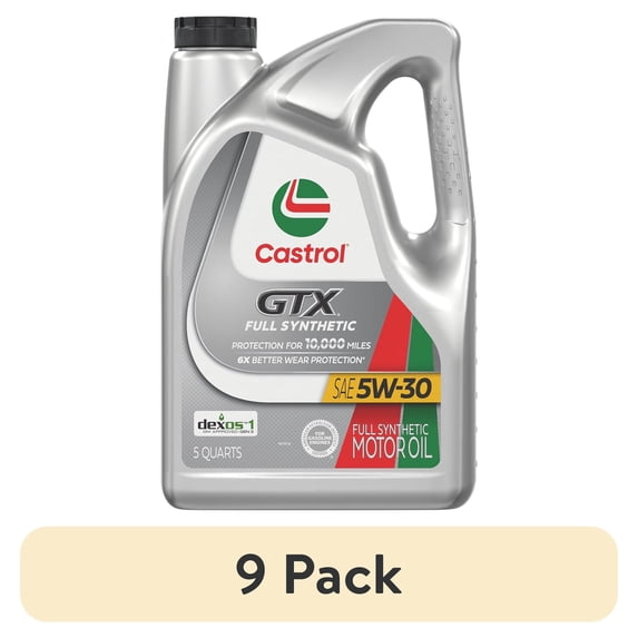 (9 pack) Castrol GTX Full Synthetic 5W-30 Motor Oil, 5 Quarts (RFID)