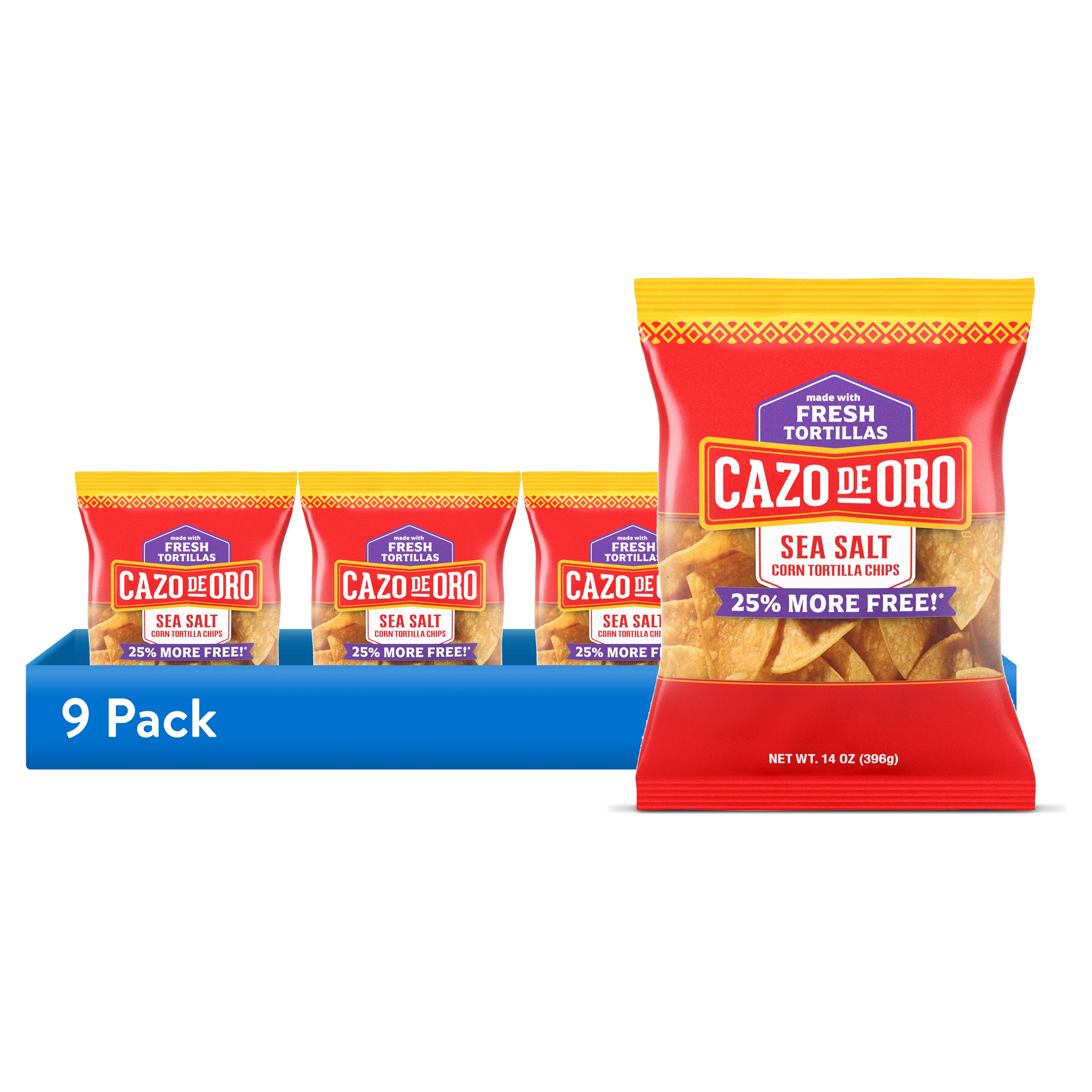 (9 pack) Cazo de Oro Sea Salt Corn Tortilla Chips, 14 oz Bag