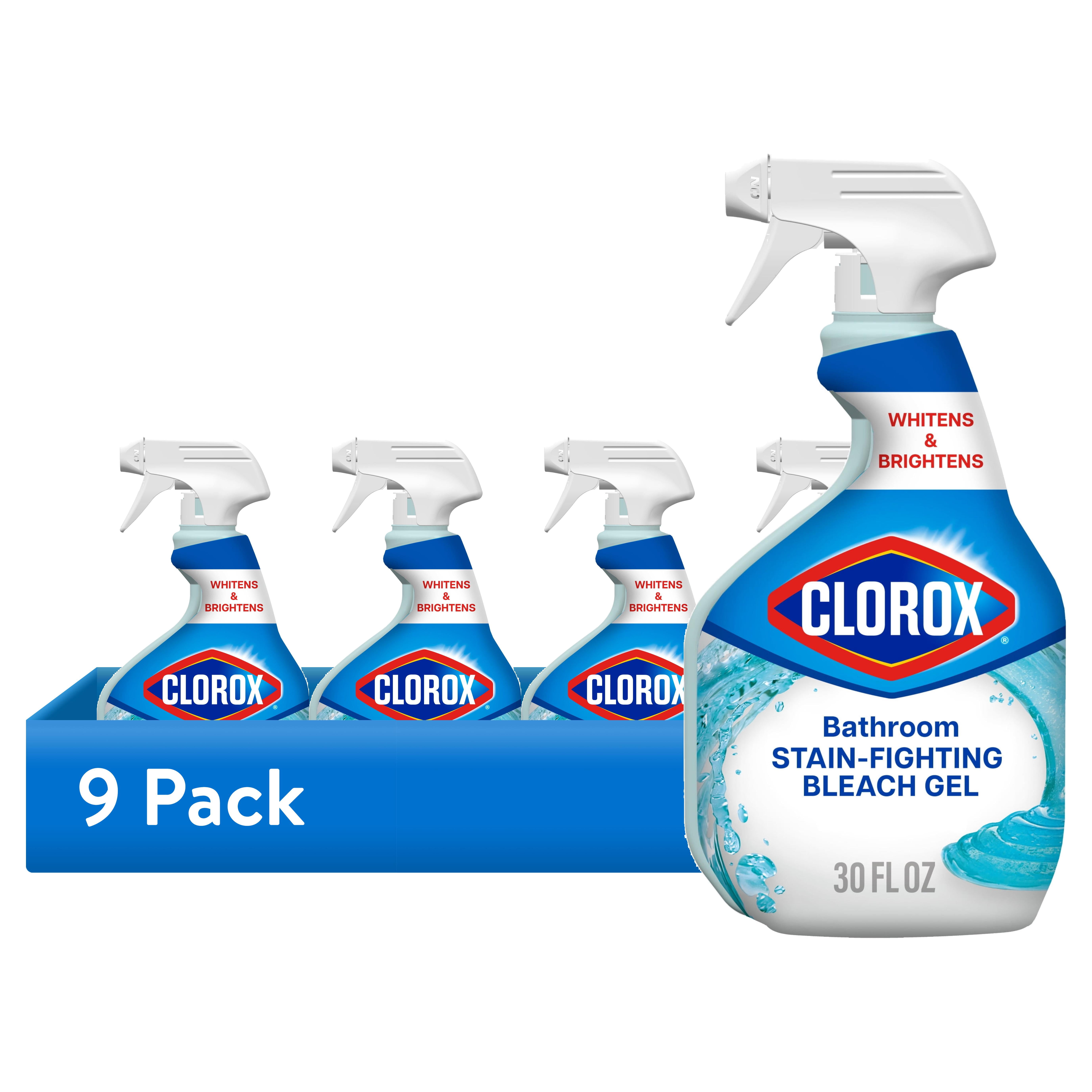 (9 pack) Clorox Bathroom Bleach Gel and Shower Cleaner Spray, 30 oz