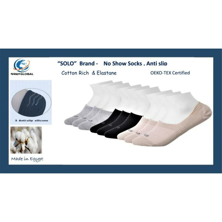 9-pack Cotton Rich, No-show socks, Low Cut Liner Non-Slip Socks. (OEKO-TEX  Certified) 