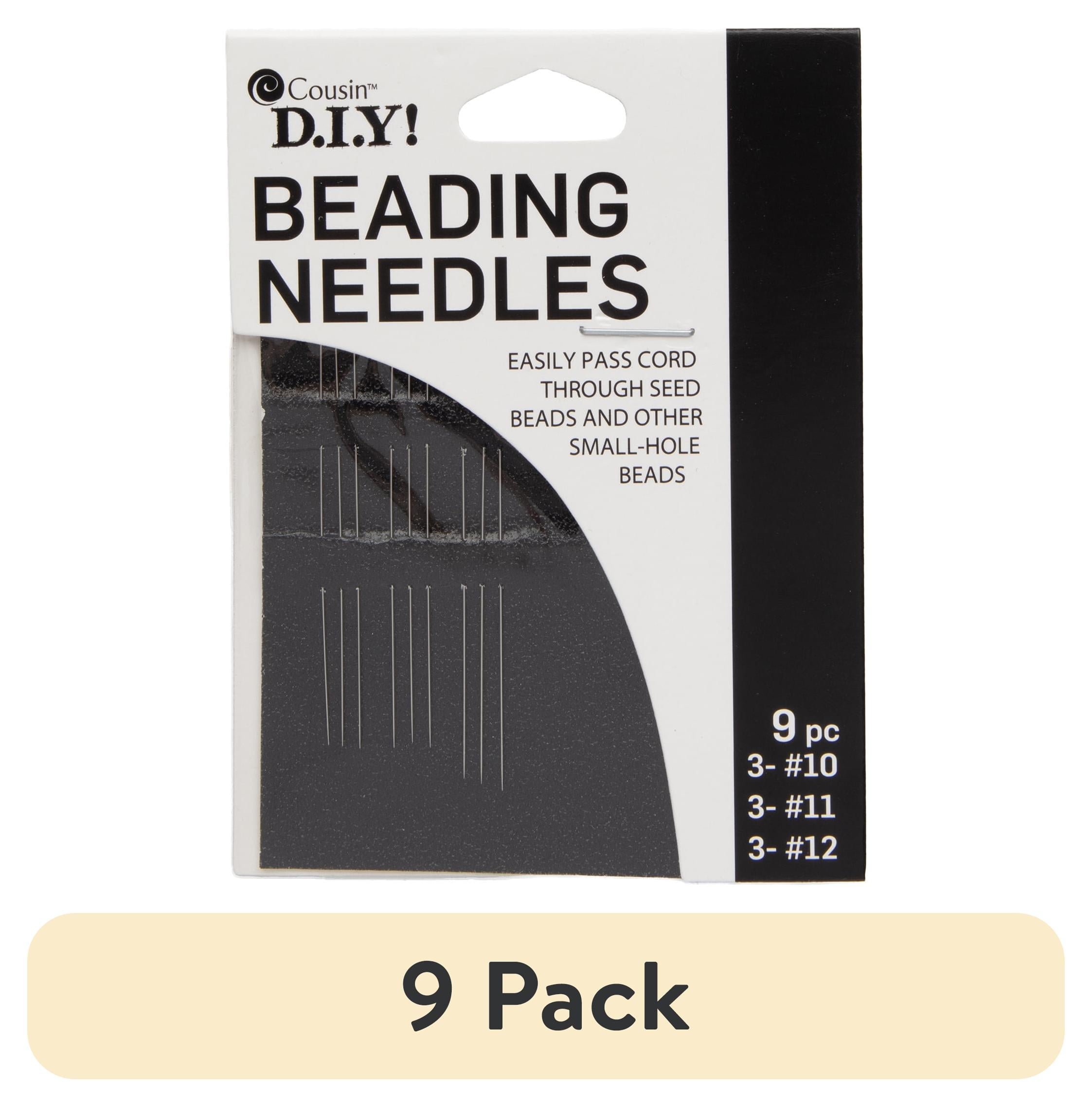 (9 pack) Cousin DIY 9 Piece Assorted Beading Needle Set, Size #10-12, Silver Metal, Adults