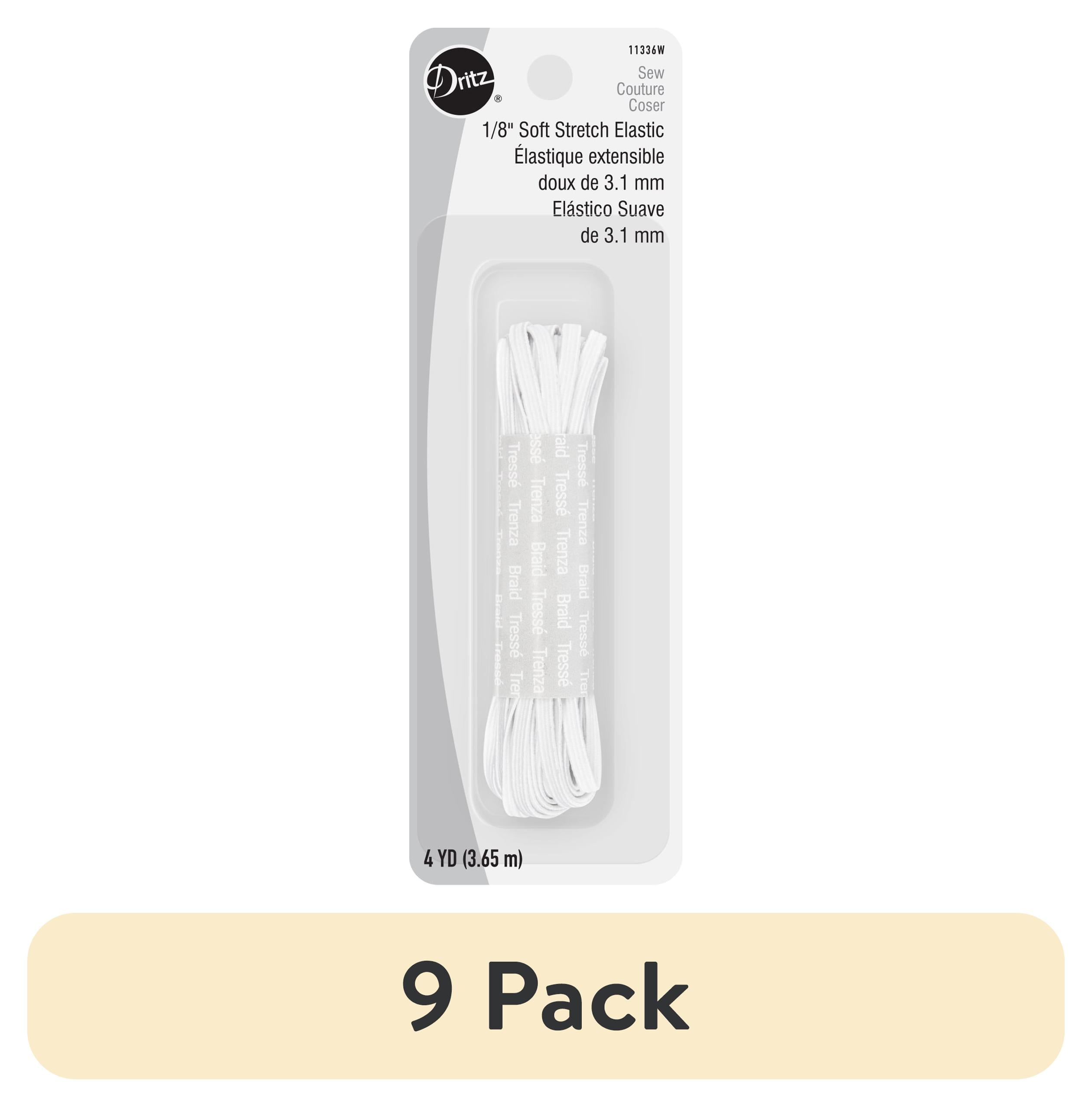 (9 pack) Dritz 1/8" Sewing & Crafting Soft Stretch Elastic White 4 Yards