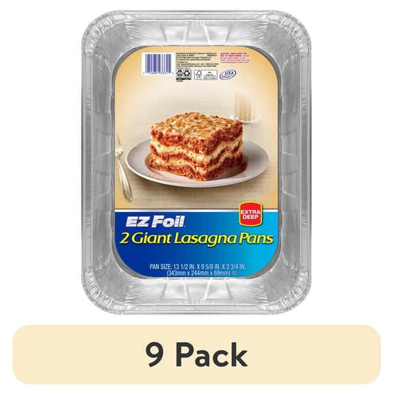 (9 pack) EZ Foil Giant Disposable Lasagna Pan, 13 x 9 Inch, 2 Count