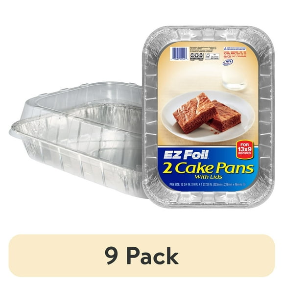 (9 pack) EZ Foil Disposable Cake Pans with Lids, 13 x 9 in., 2 Count