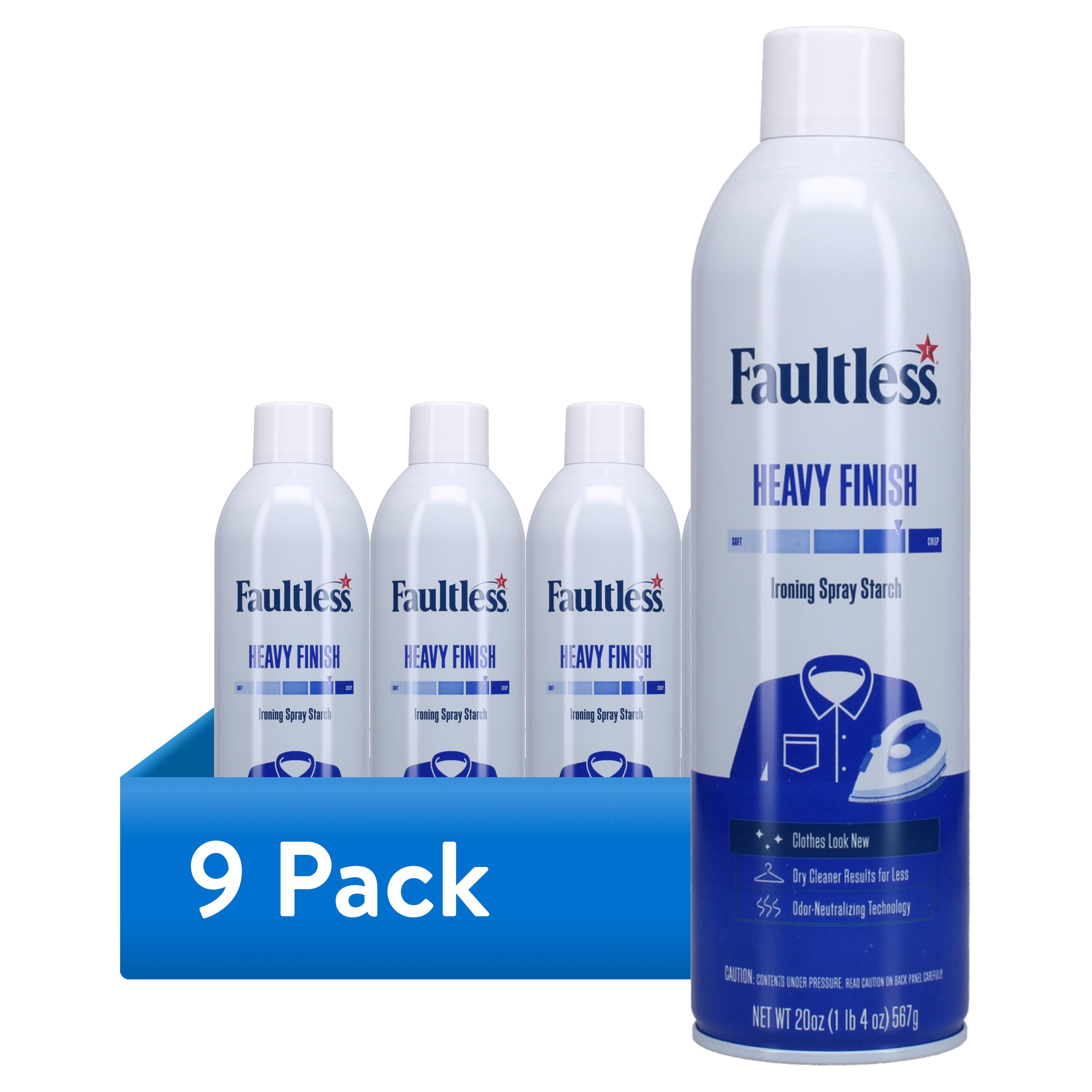(9 pack) Faultless Heavy Hold Ironing Enhancer Spray Starch 20 oz, Professional Crisp Finish