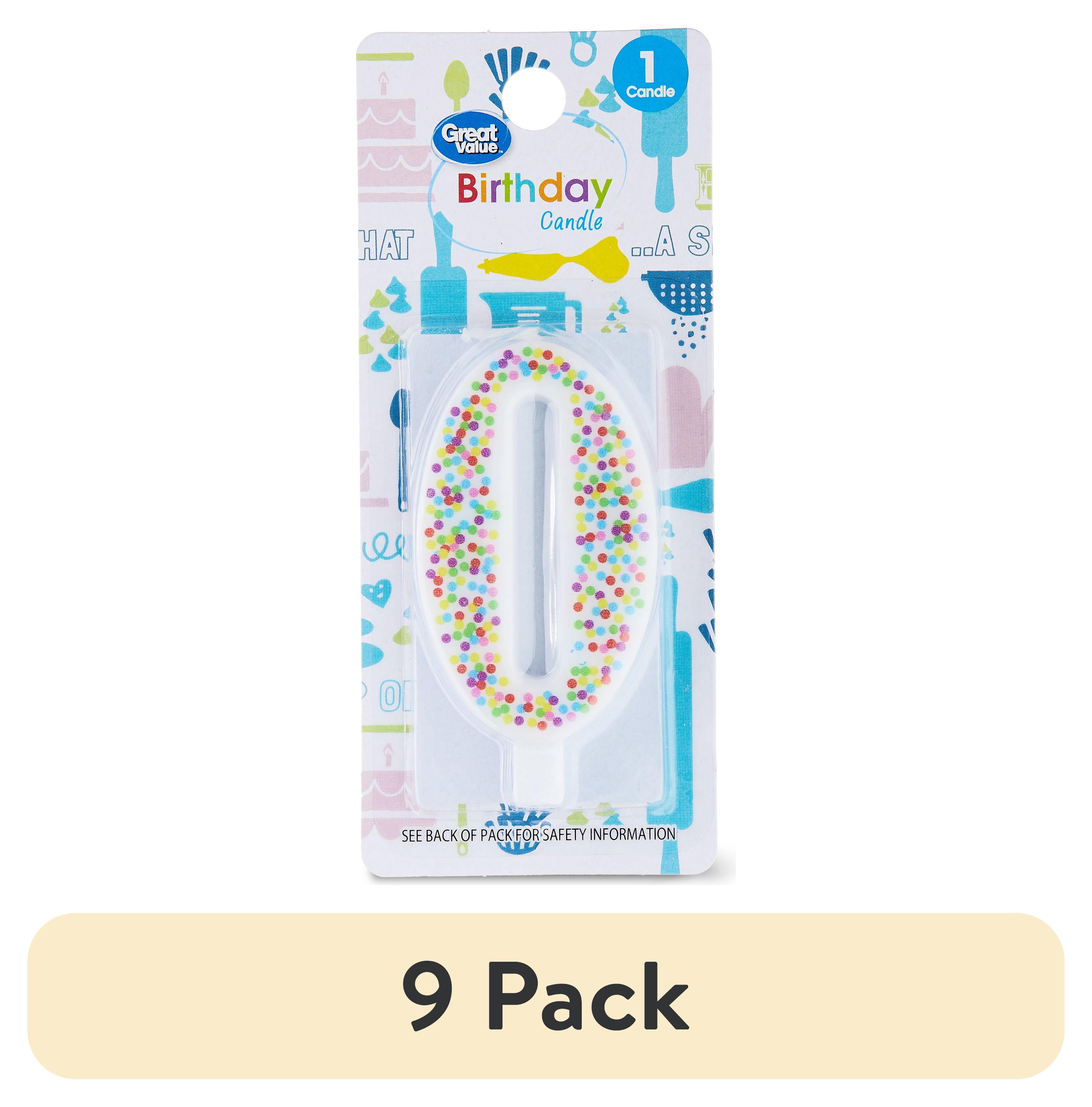 (9 pack) Great Value Birthday Party Candle, Multicolor, Number 0