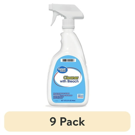 (9 pack) Great Value Cleaner with Bleach, 32 fl oz