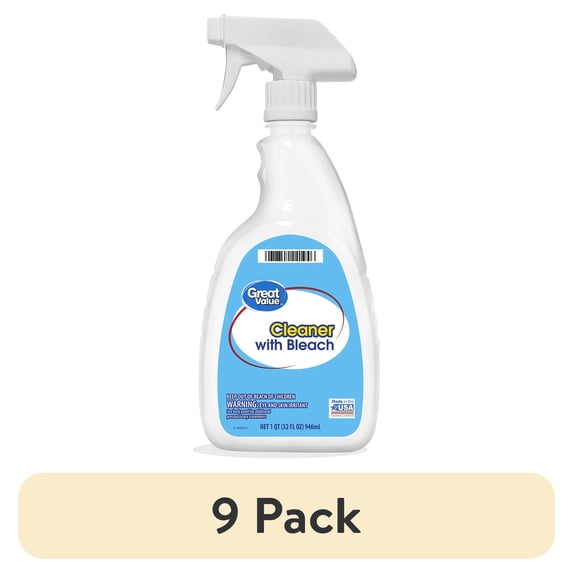(9 pack) Great Value Cleaner with Bleach, 32 fl oz