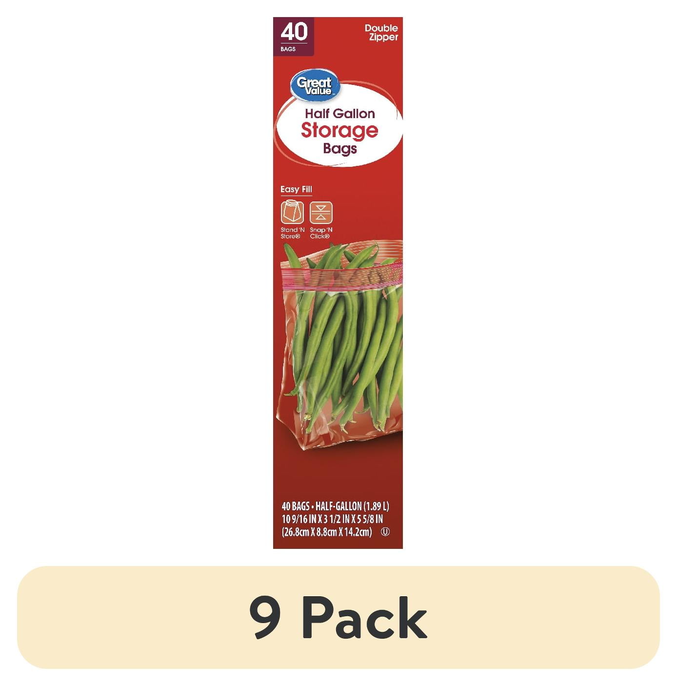(9 pack) Great Value Double Zipper Half Gallon Storage Bags 40 Count