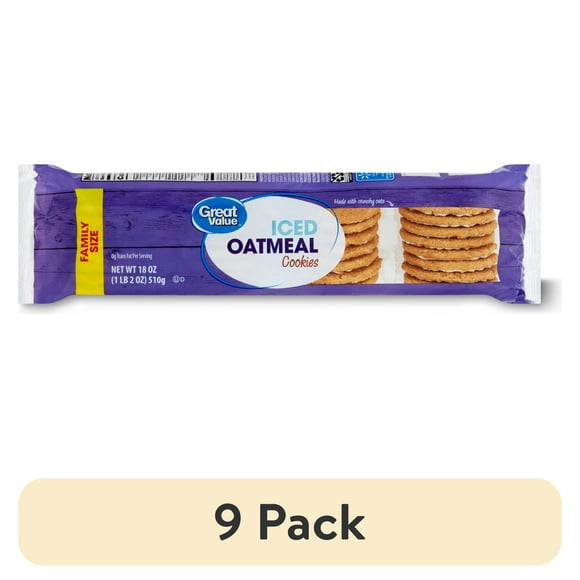 (9 pack) Great Value Iced Oatmeal Flavor Cookies, 18oz